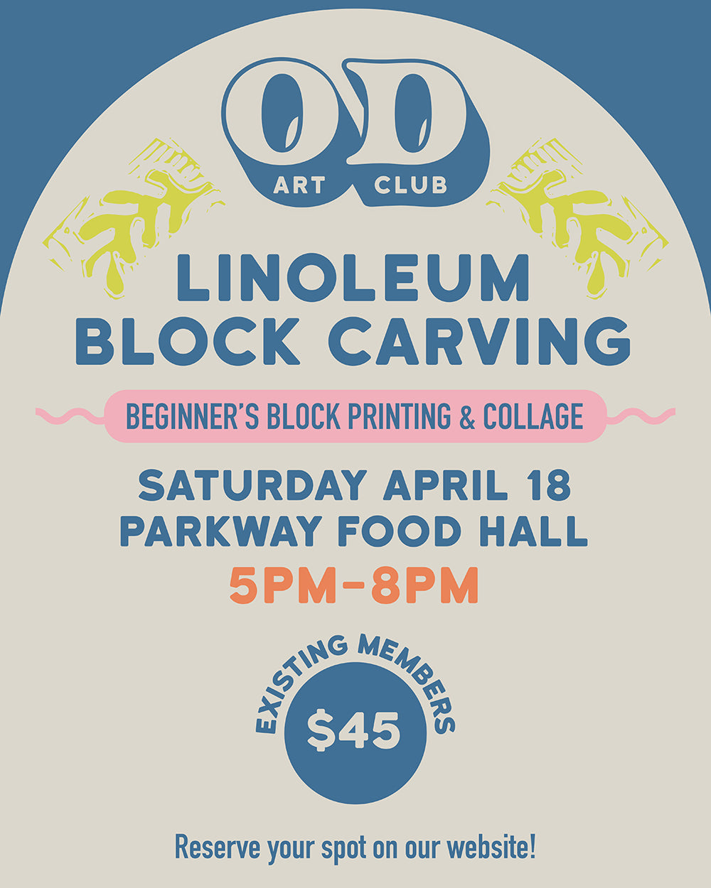 Print + Paste: Beginner’s Block Printing & Collage - Existing Member