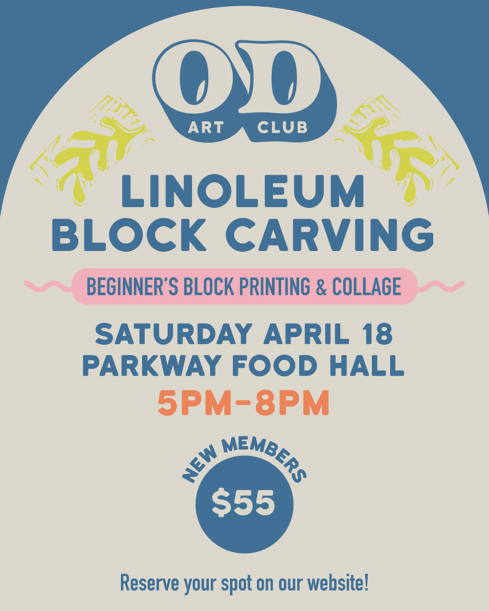 Print + Paste: Beginner’s Block Printing & Collage - New Member